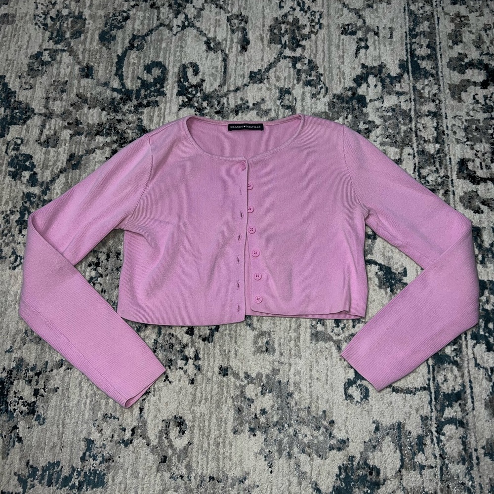 Brandy Melville Pink Button-Up Cardigan